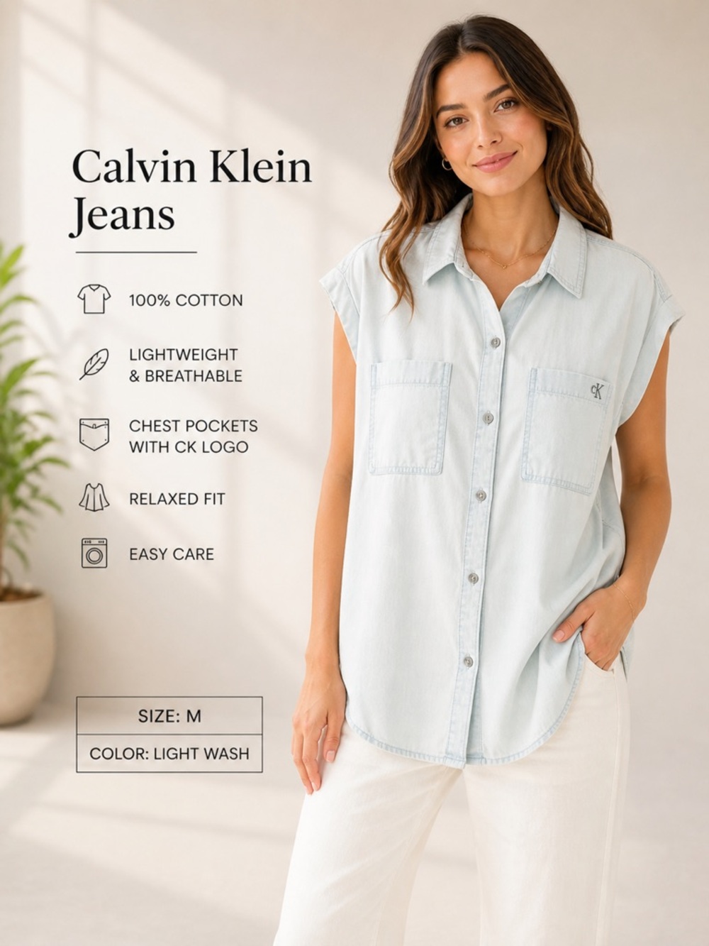 Calvin Klein Jeans Light Blue Collared Shirt